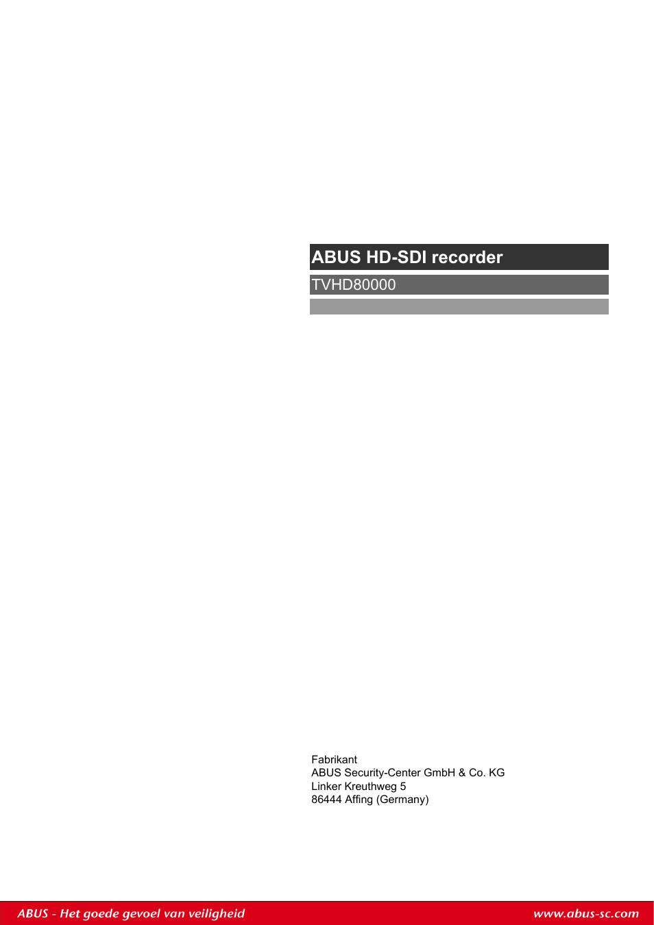 Abus hd-sdi recorder | ABUS TVHD80010 Operating instructions User Manual | Page 183 / 366