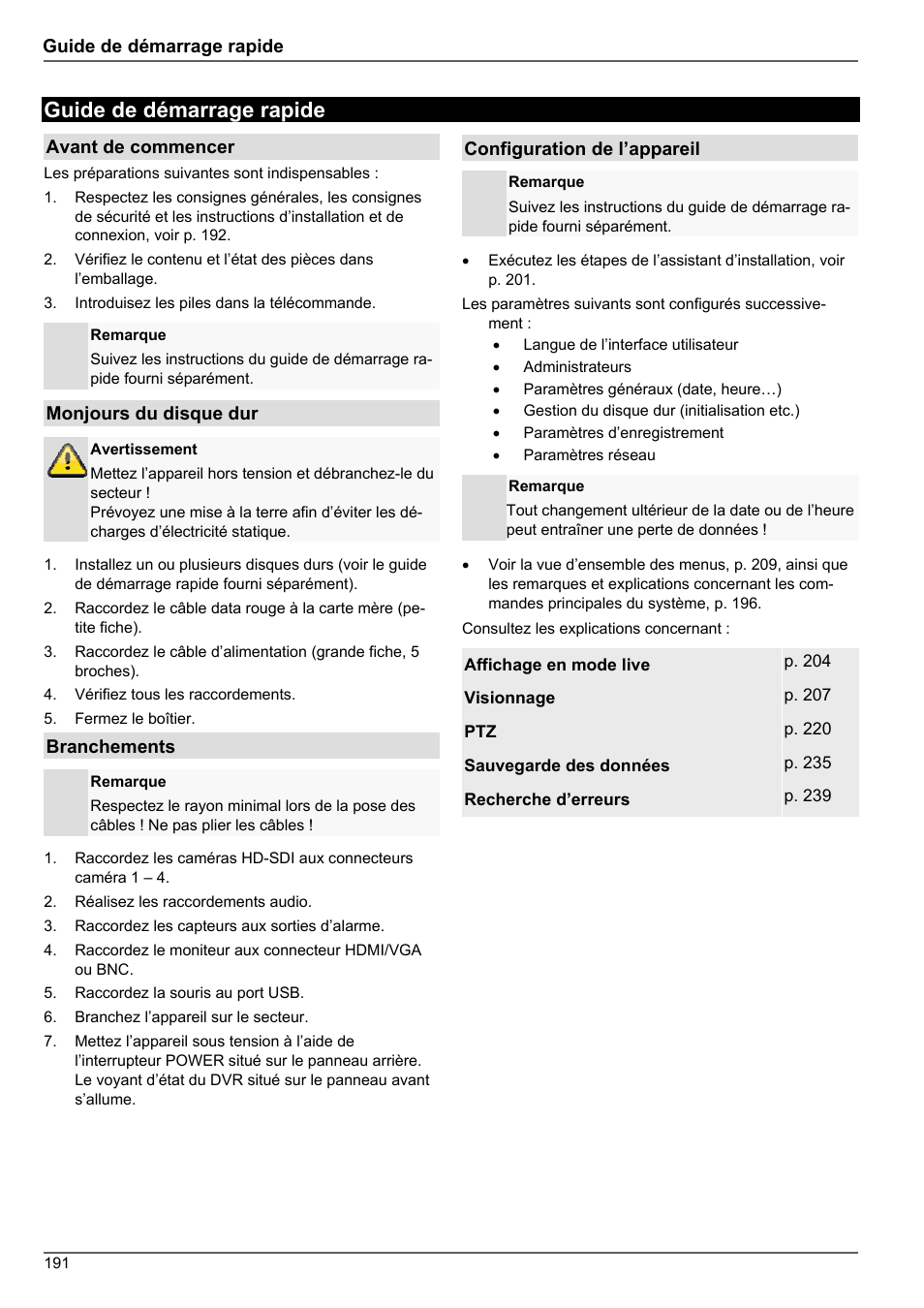 Guide de démarrage rapide | ABUS TVHD80010 Operating instructions User Manual | Page 191 / 366