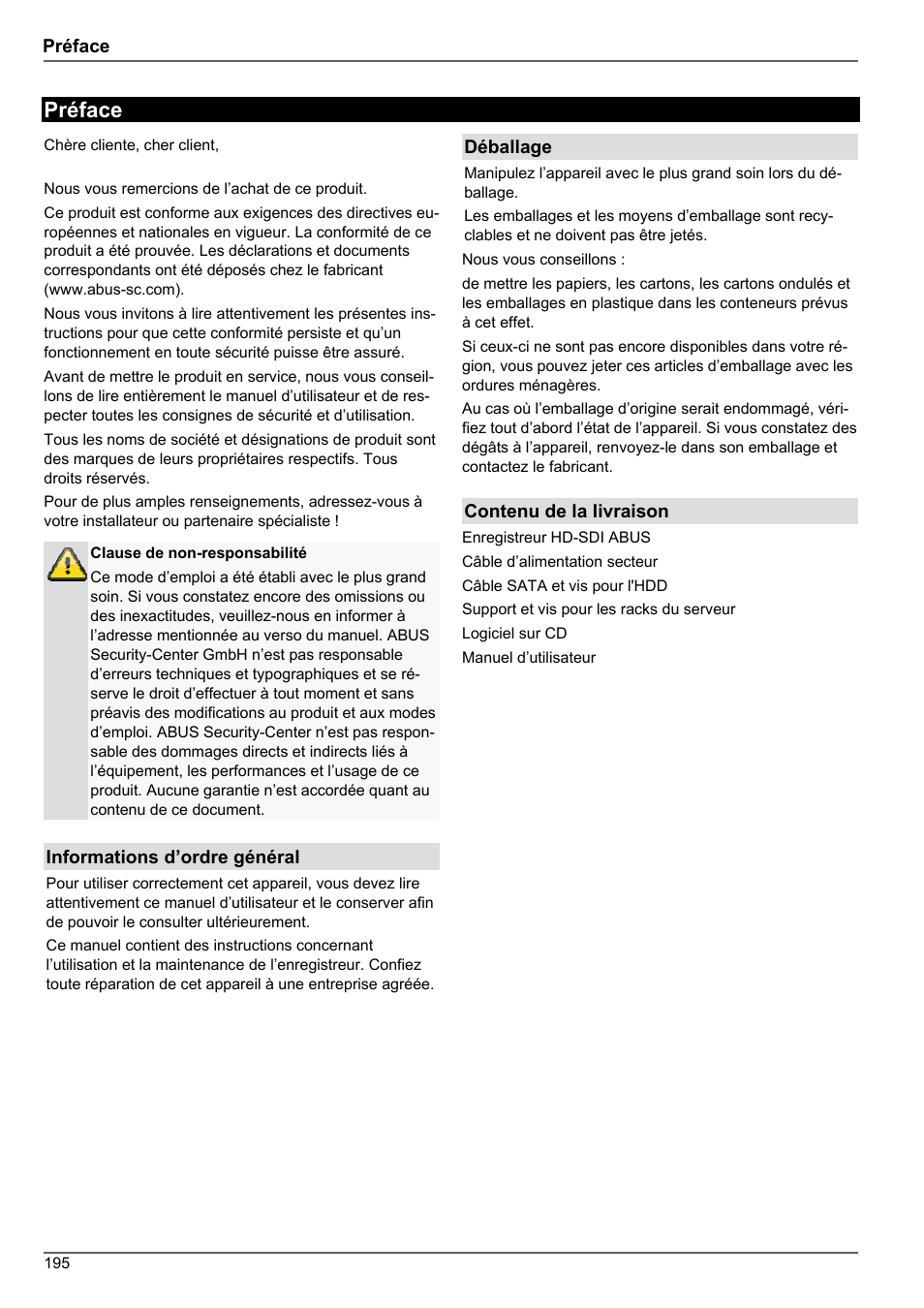 Préface | ABUS TVHD80010 Operating instructions User Manual | Page 195 / 366
