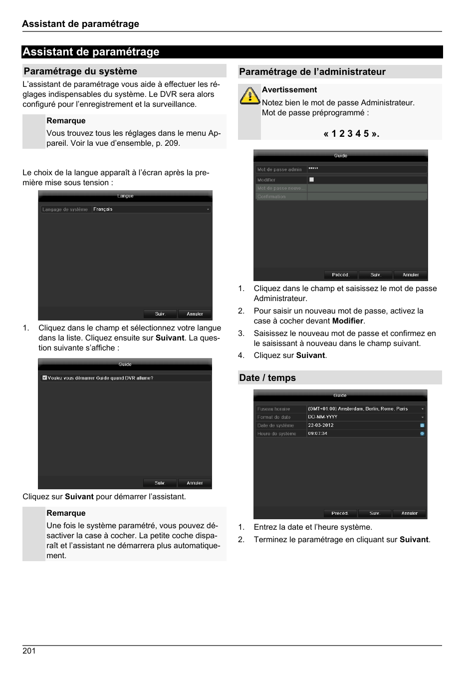 Assistant de paramétrage | ABUS TVHD80010 Operating instructions User Manual | Page 201 / 366
