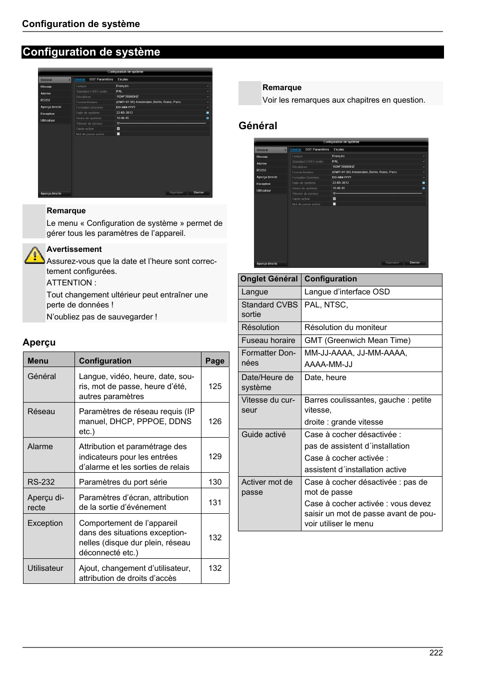 Configuration de système, Général | ABUS TVHD80010 Operating instructions User Manual | Page 222 / 366