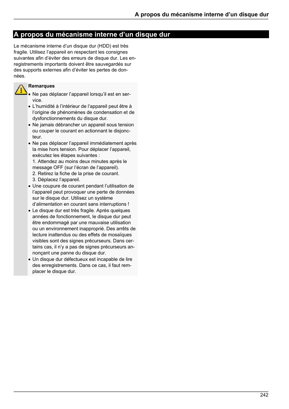 A propos du mécanisme interne d’un disque dur | ABUS TVHD80010 Operating instructions User Manual | Page 242 / 366