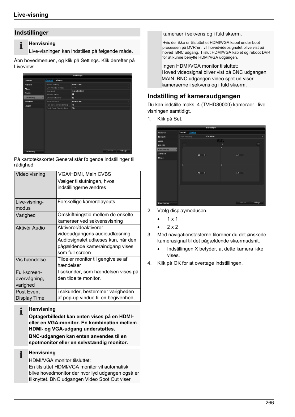 Indstilling af kameraudgangen | ABUS TVHD80010 Operating instructions User Manual | Page 266 / 366