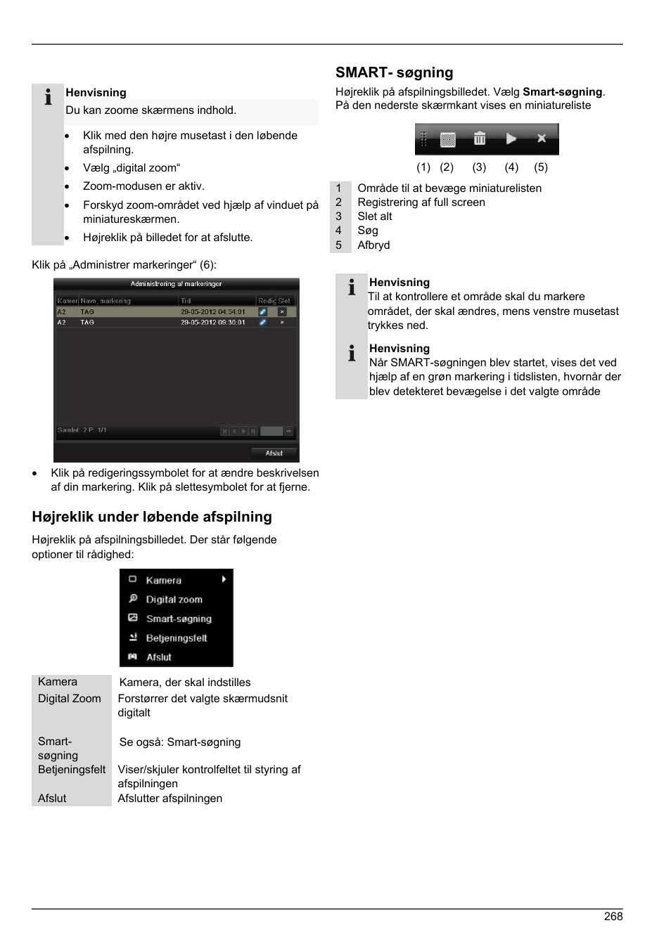 Højreklik under løbende afspilning, Smart- søgning | ABUS TVHD80010 Operating instructions User Manual | Page 268 / 366