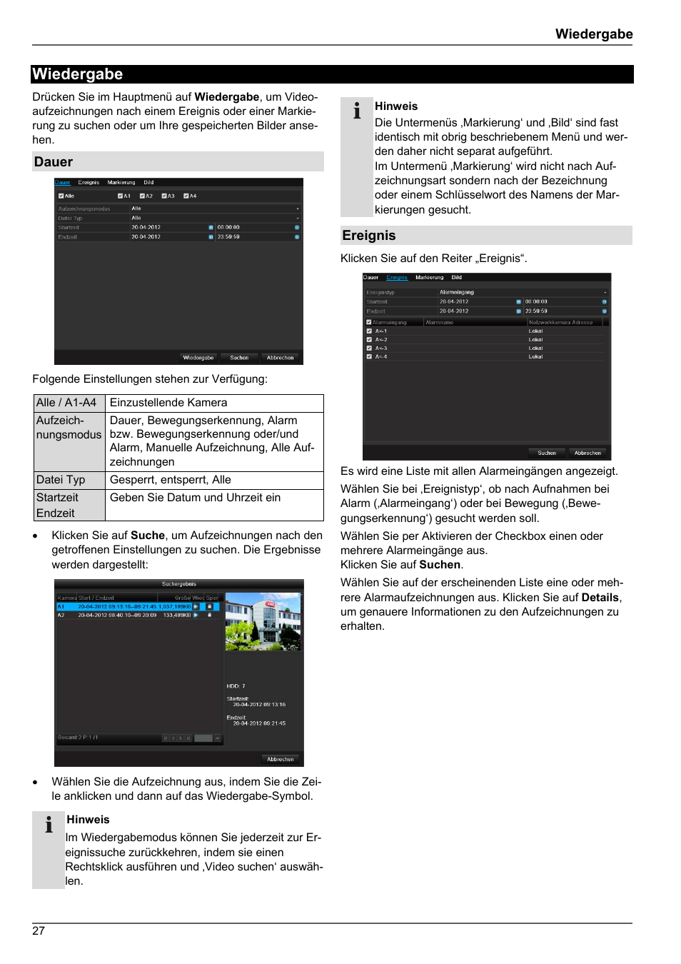 Wiedergabe | ABUS TVHD80010 Operating instructions User Manual | Page 27 / 366