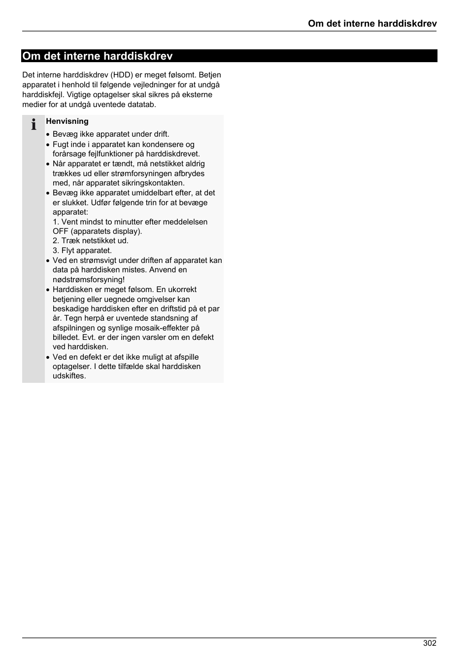 Om det interne harddiskdrev | ABUS TVHD80010 Operating instructions User Manual | Page 302 / 366