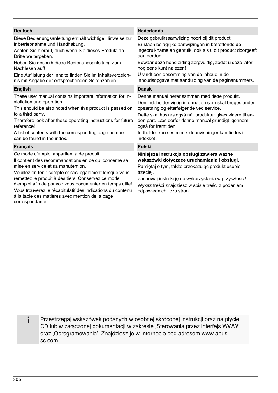 ABUS TVHD80010 Operating instructions User Manual | Page 305 / 366