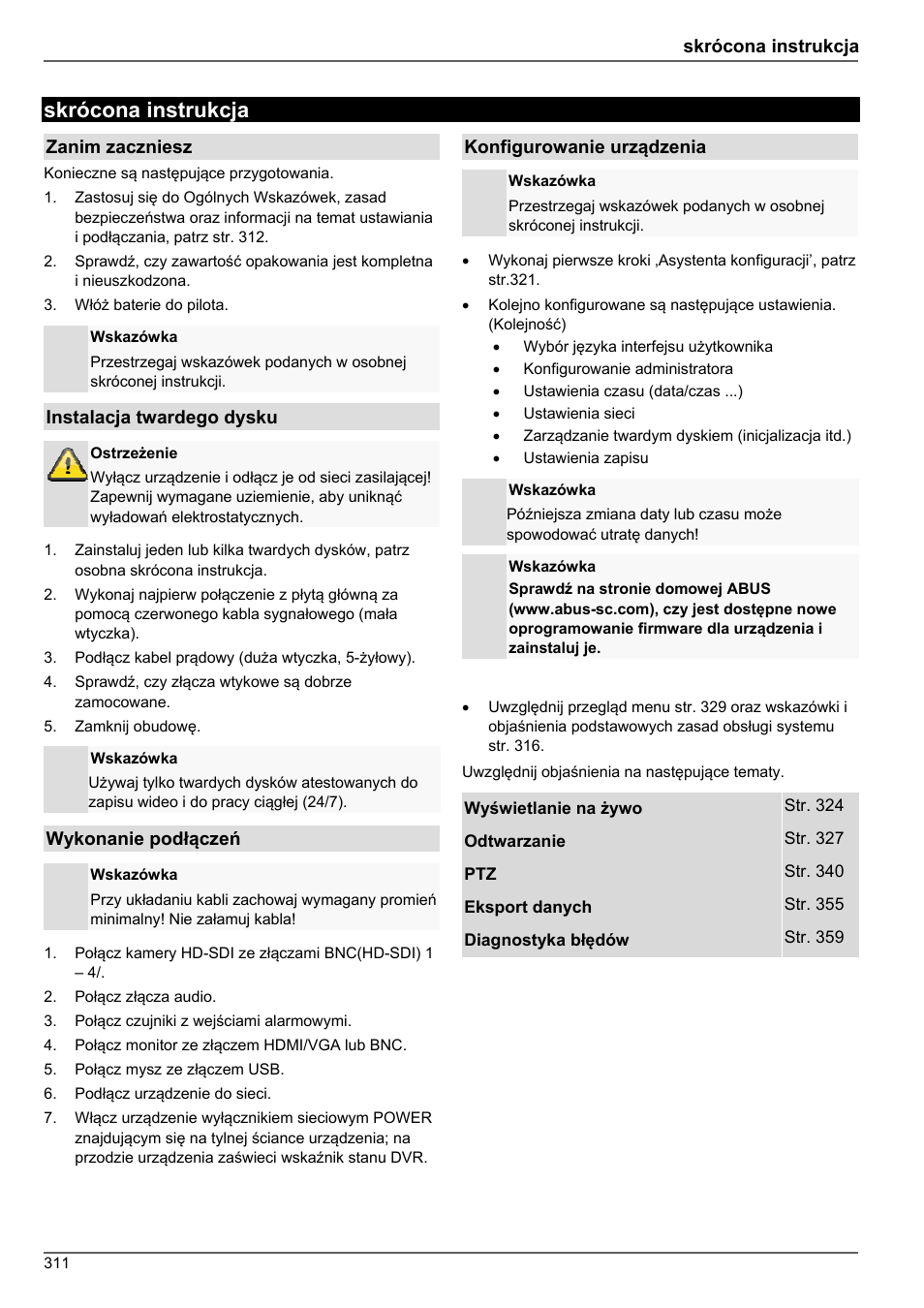 Skrócona instrukcja | ABUS TVHD80010 Operating instructions User Manual | Page 311 / 366