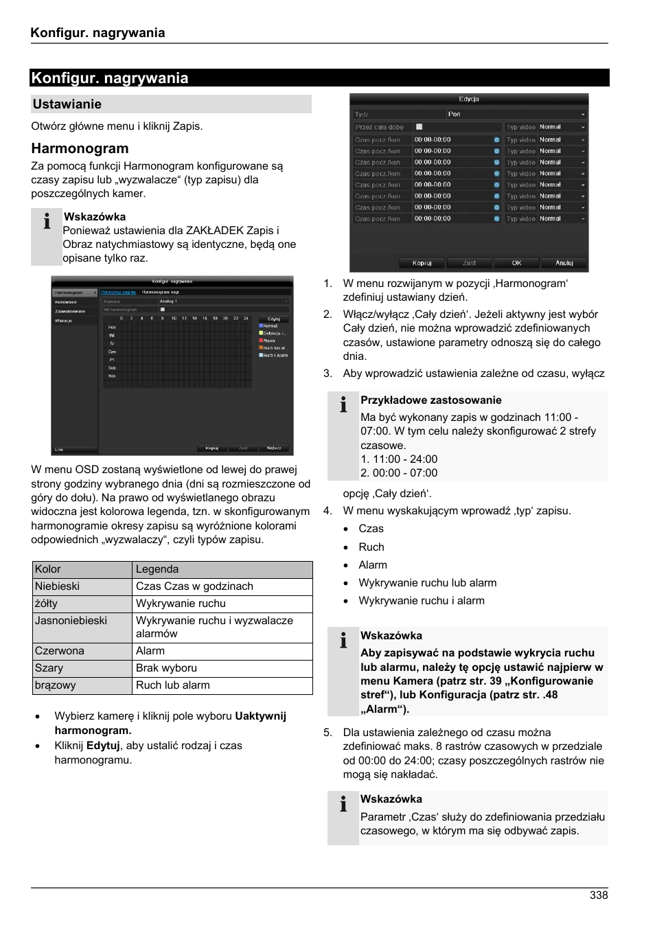 Konfigur. nagrywania, Harmonogram | ABUS TVHD80010 Operating instructions User Manual | Page 338 / 366