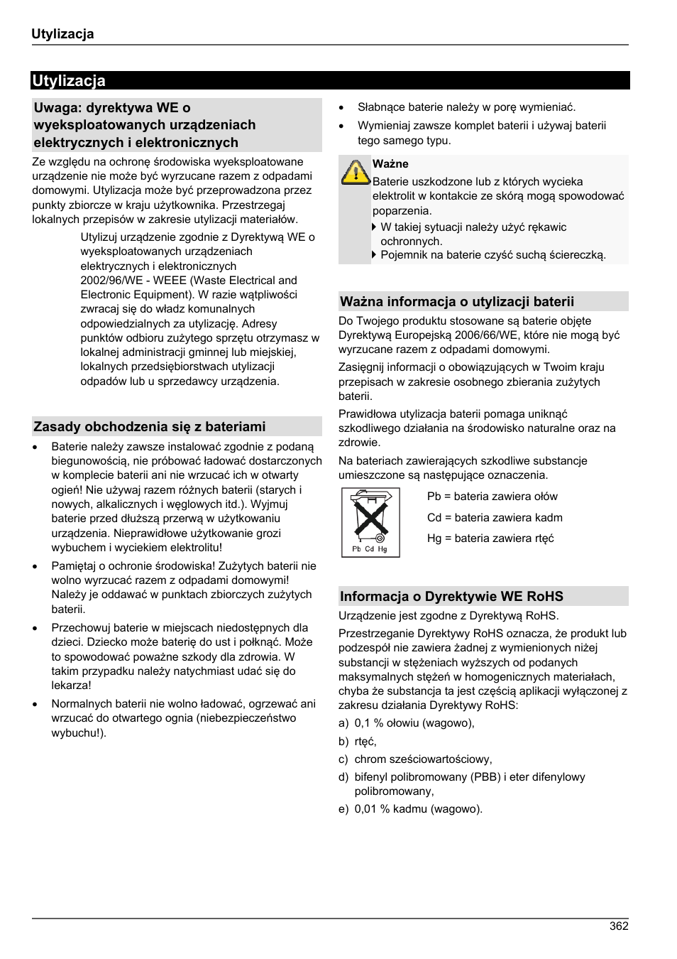 Utylizacja | ABUS TVHD80010 Operating instructions User Manual | Page 362 / 366
