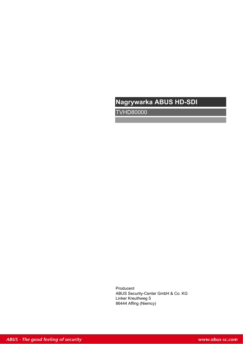 Nagrywarka abus hd-sdi | ABUS TVHD80010 Operating instructions User Manual | Page 366 / 366