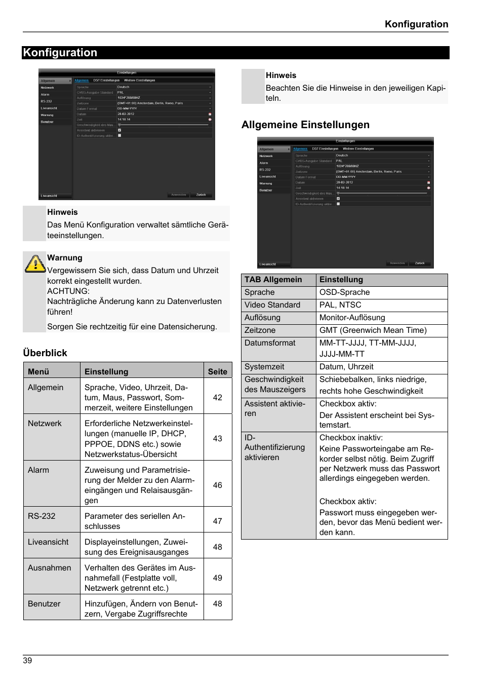 Konfiguration, Allgemeine einstellungen | ABUS TVHD80010 Operating instructions User Manual | Page 39 / 366