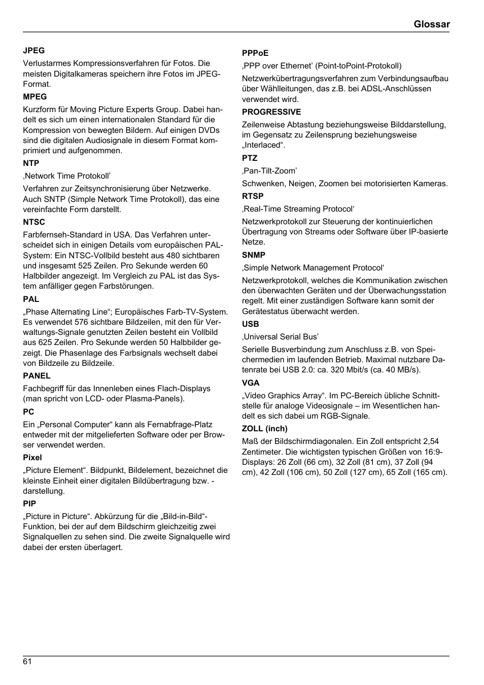 Glossar | ABUS TVHD80010 Operating instructions User Manual | Page 61 / 366