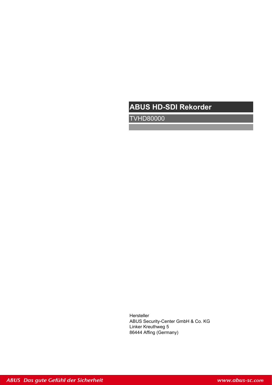 Abus hd-sdi rekorder | ABUS TVHD80010 Operating instructions User Manual | Page 63 / 366