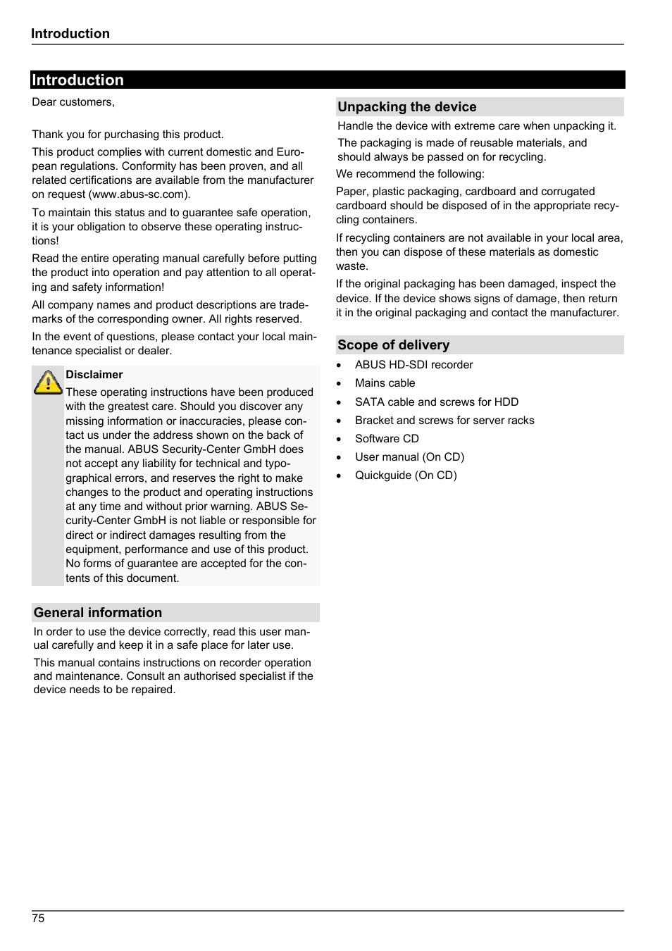 Introduction | ABUS TVHD80010 Operating instructions User Manual | Page 75 / 366