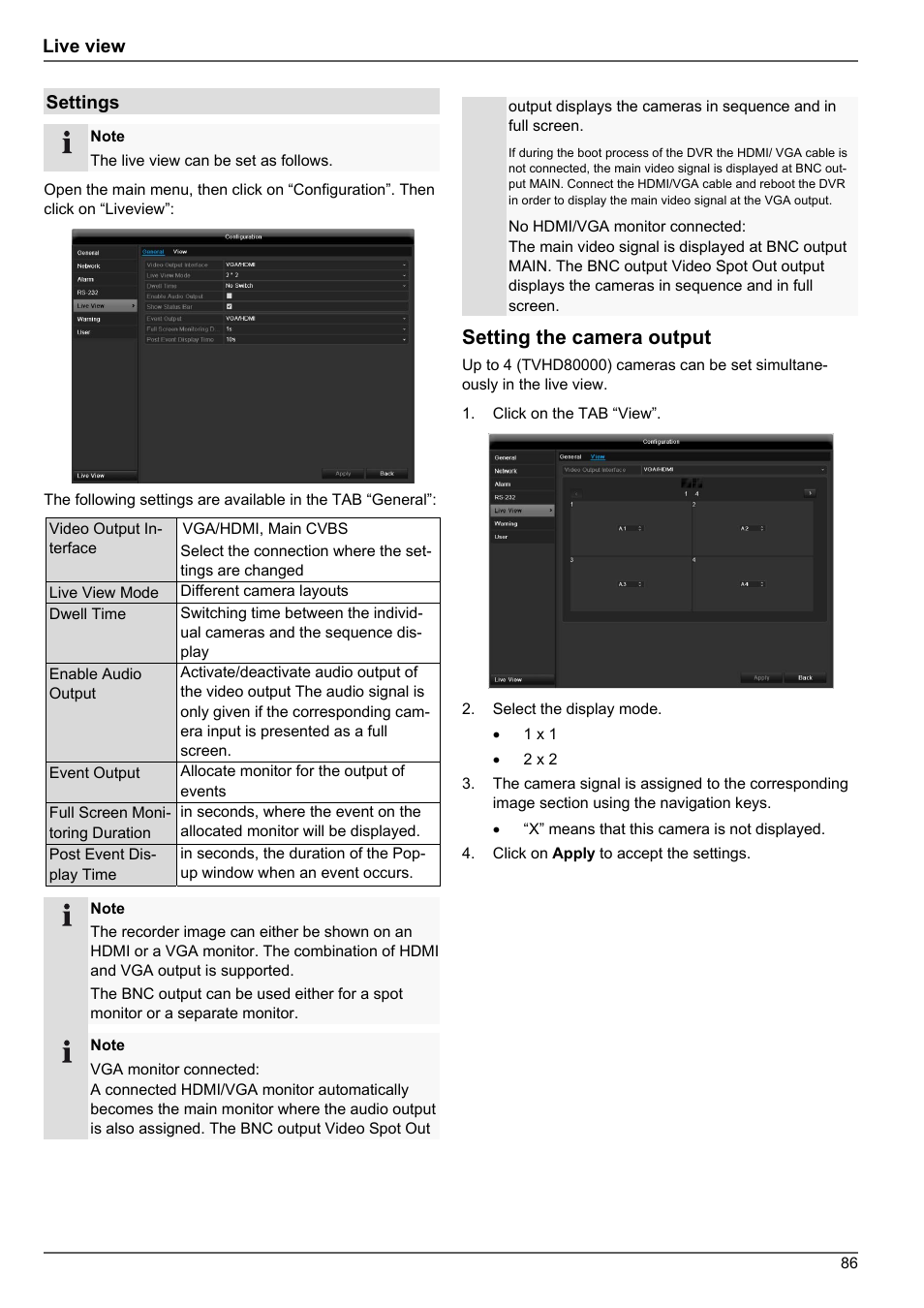 Setting the camera output | ABUS TVHD80010 Operating instructions User Manual | Page 86 / 366