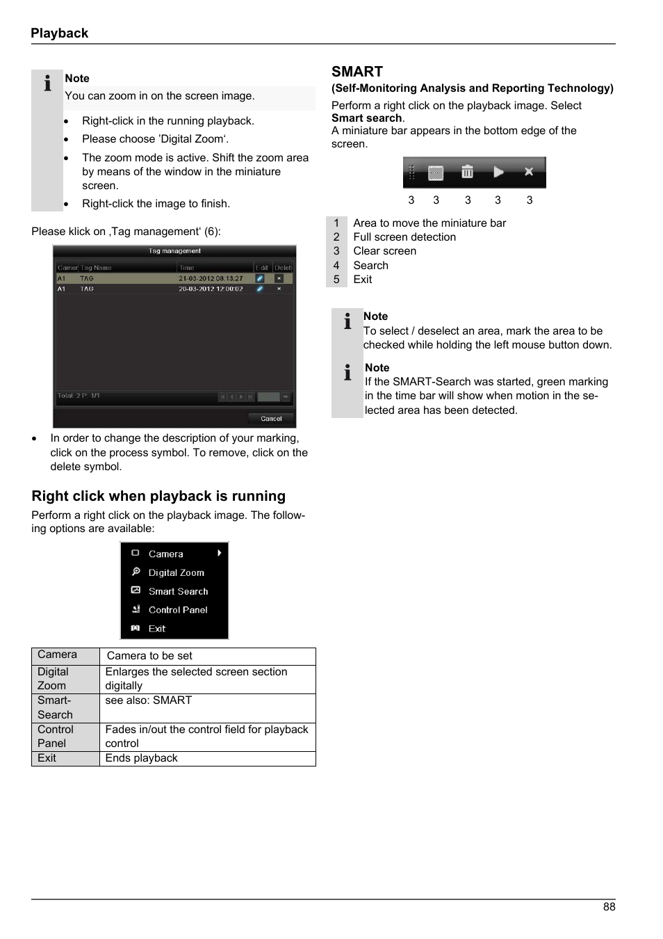 Right click when playback is running, Smart | ABUS TVHD80010 Operating instructions User Manual | Page 88 / 366