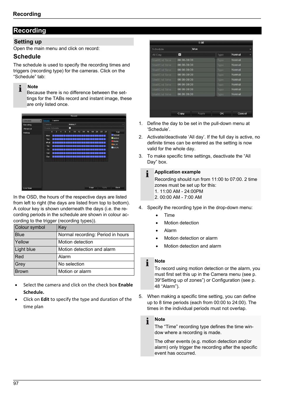 Recording, Schedule | ABUS TVHD80010 Operating instructions User Manual | Page 97 / 366