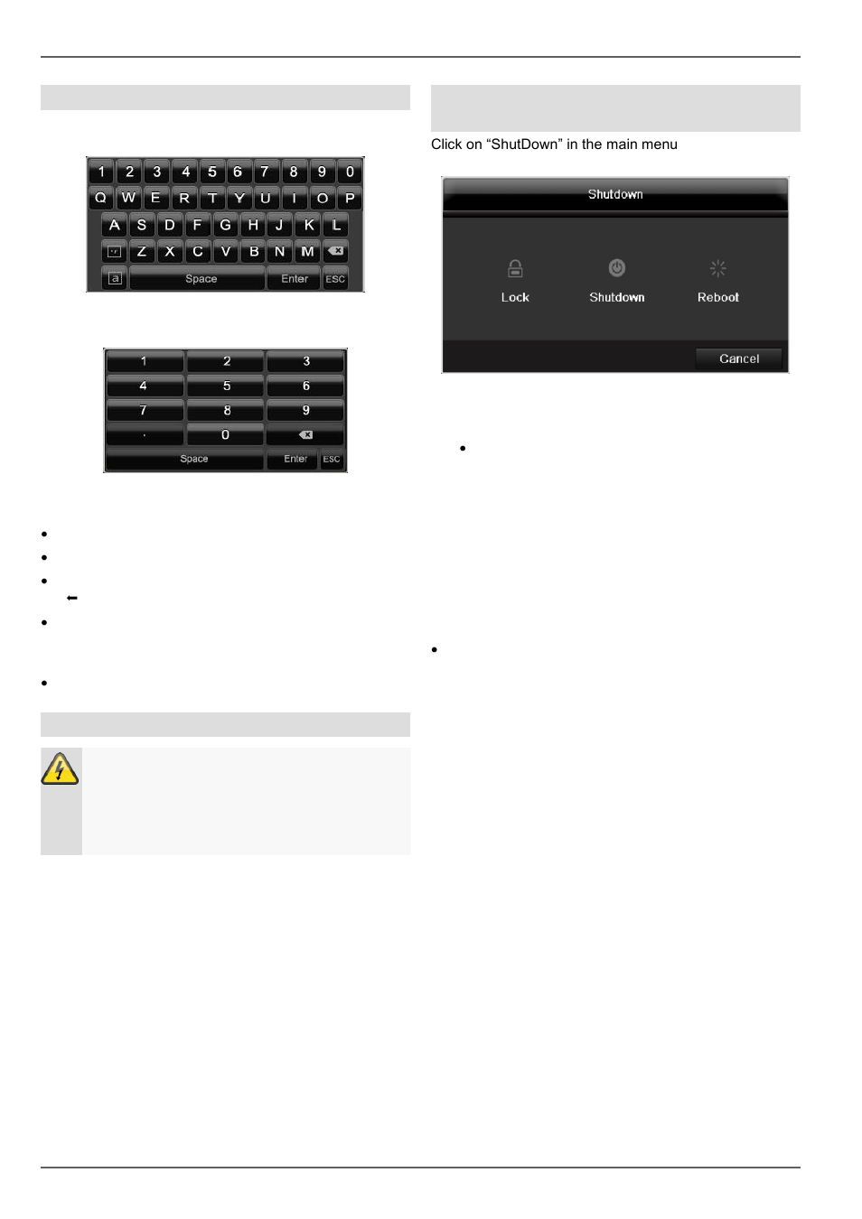 On-screen keyboard, Starting the device, Switching off, locking and rebooting the device | ABUS TVVR45021 Operating instructions User Manual | Page 104 / 458