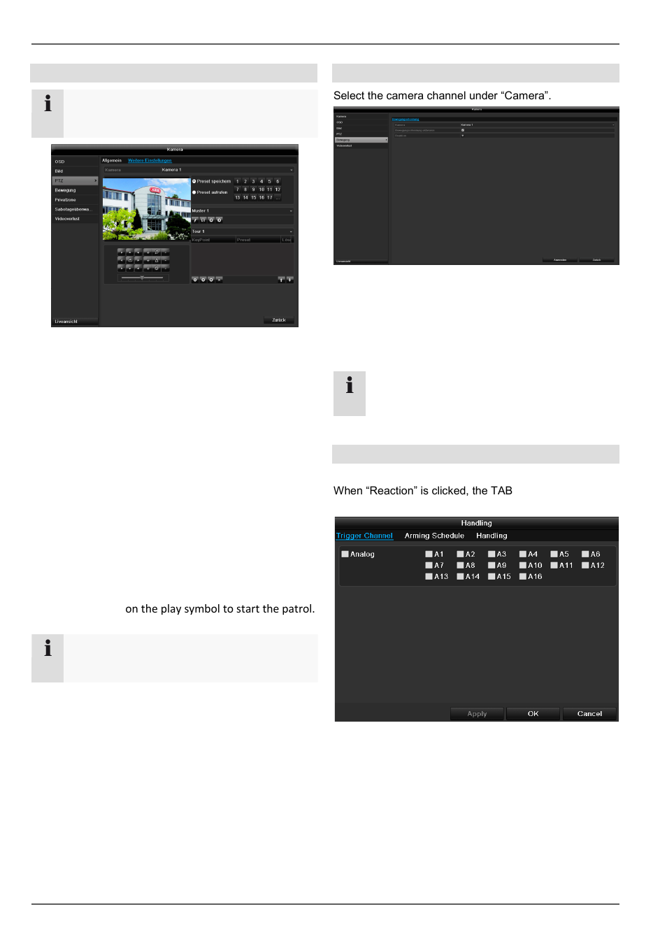 E 128, Saving and retrieving presets, Setting up and calling up patrols | ABUS TVVR45021 Operating instructions User Manual | Page 128 / 458