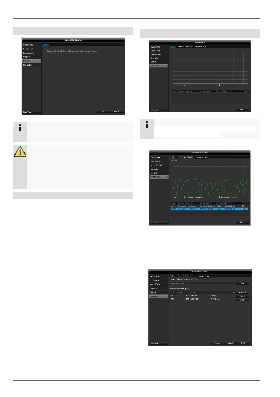 Maintenance, Default, Network | ABUS TVVR45021 Operating instructions User Manual | Page 140 / 458