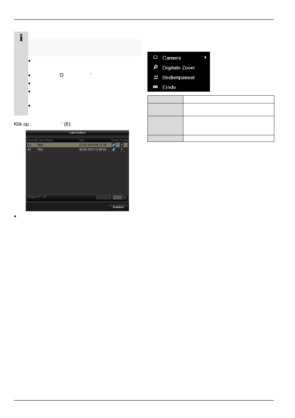 Rechtermuisklik bij lopende weergave, Weergave | ABUS TVVR45021 Operating instructions User Manual | Page 189 / 458