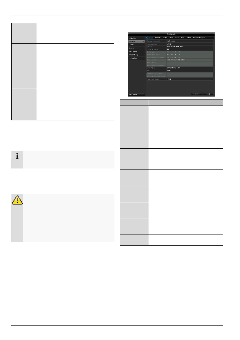Opbouw van het netwerk, Netwerkconfiguratie, Hoofd menu | ABUS TVVR45021 Operating instructions User Manual | Page 195 / 458