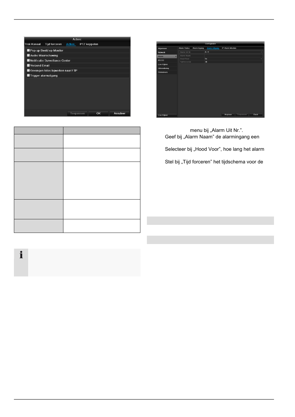 Hoofd menu, Alarm uitgang, Rs232 | Live kijken | ABUS TVVR45021 Operating instructions User Manual | Page 200 / 458