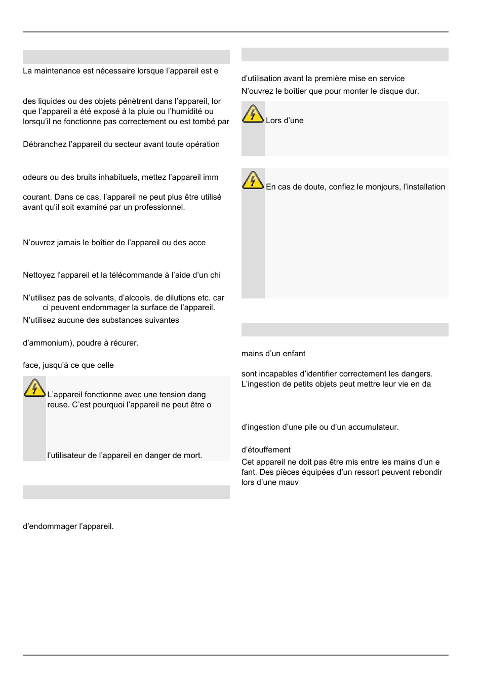 Consignes de sécurité importantes, Maintenance et entretien, Accessoires | Mise en service, Enfants | ABUS TVVR45021 Operating instructions User Manual | Page 255 / 458