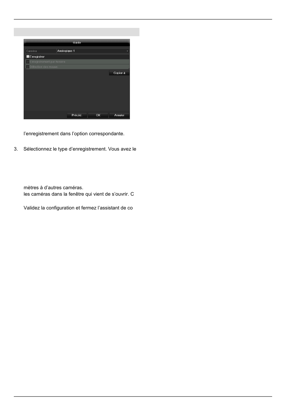 Assistant de paramétrage, Enregistrement caméra | ABUS TVVR45021 Operating instructions User Manual | Page 261 / 458