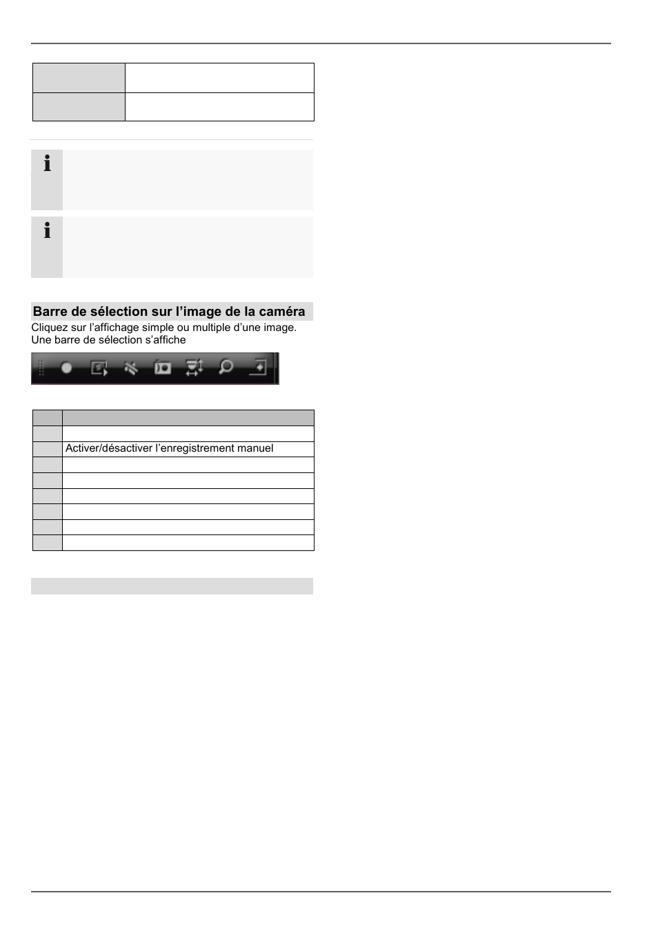 Mode live, Barre de sélection sur l’image de la caméra | ABUS TVVR45021 Operating instructions User Manual | Page 263 / 458
