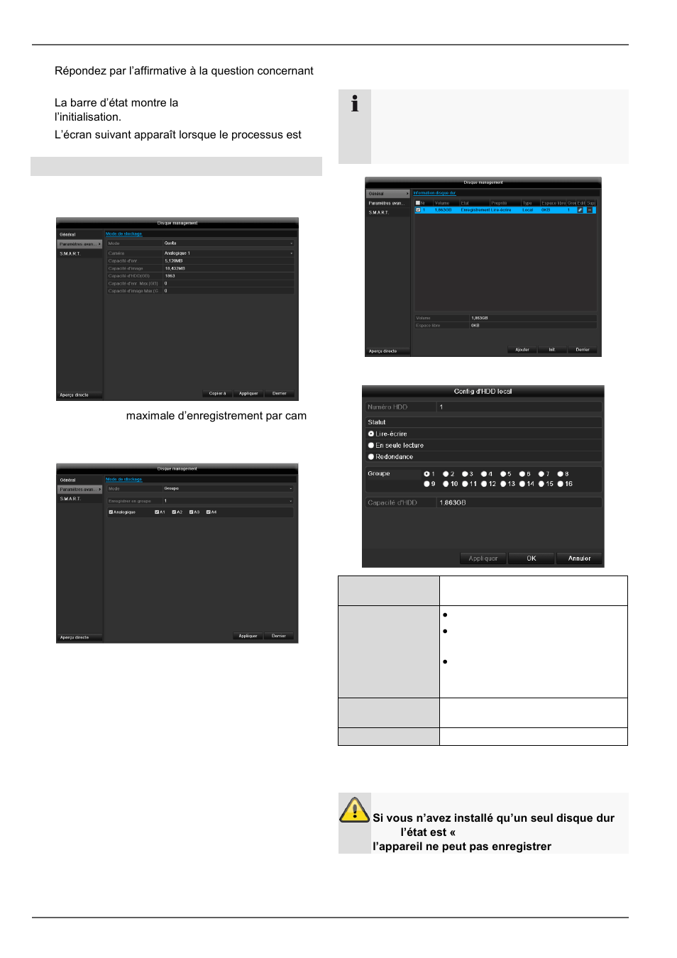 Configuration disques durs, Disque management, Configurations disques durs des caméras | ABUS TVVR45021 Operating instructions User Manual | Page 286 / 458