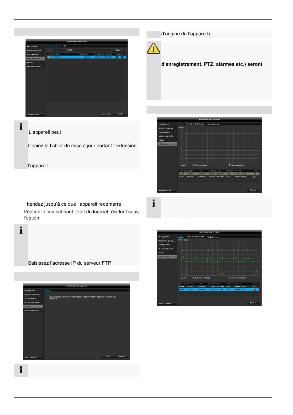 Maintenance, Mise à jour de firmware, Défaut | Réseau | ABUS TVVR45021 Operating instructions User Manual | Page 292 / 458