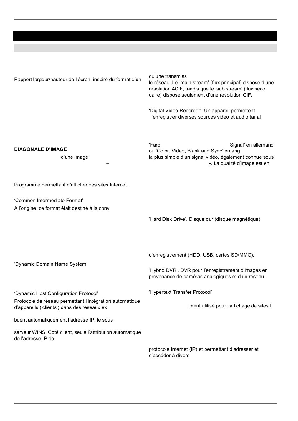 Glossaire, Termes techniques utilisés | ABUS TVVR45021 Operating instructions User Manual | Page 302 / 458