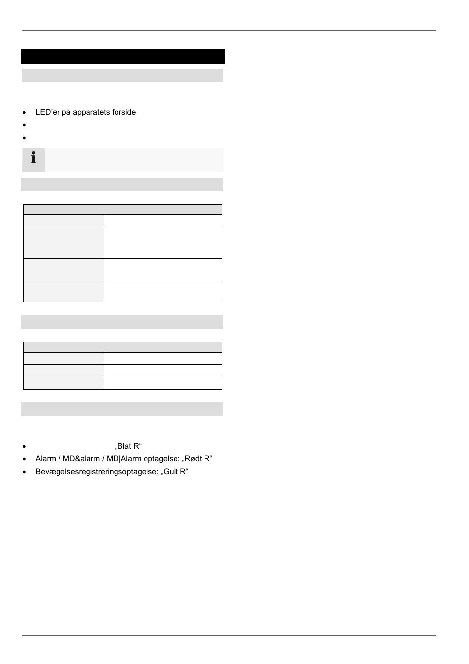 Statusvisninger, Generelt, Dvr status-led | Taster til valg af kamera status-led, Visninger på monitoren | ABUS TVVR45021 Operating instructions User Manual | Page 334 / 458