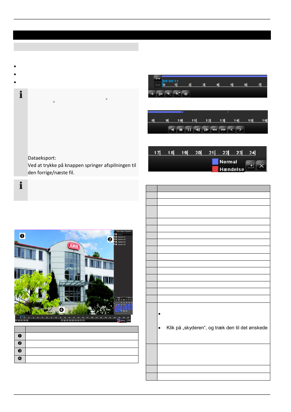 Afspilningsskærmen, Styring via kontrolfelt, Live-afspilning | Generelt | ABUS TVVR45021 Operating instructions User Manual | Page 341 / 458