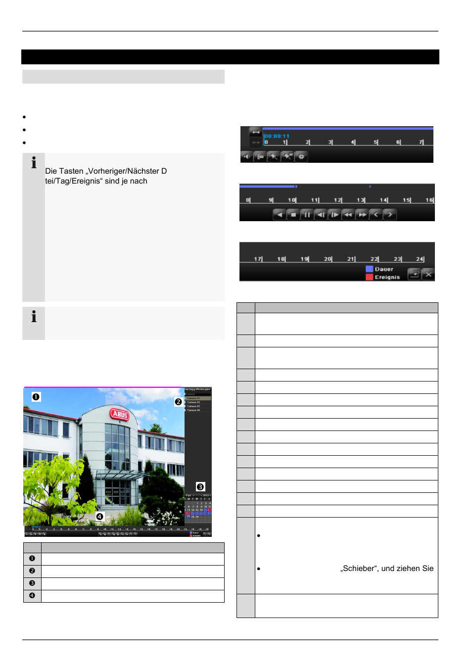 Der wiedergabe-bildschirm, Steuerung über kontrollfeld, Wiedergabe in der liveansicht | Allgemeines | ABUS TVVR45021 Operating instructions User Manual | Page 36 / 458