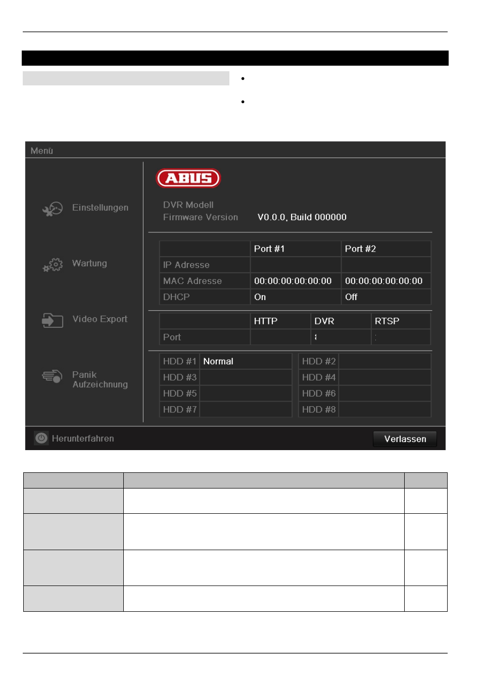 Gerätemenü, Menübeschreibung | ABUS TVVR45021 Operating instructions User Manual | Page 38 / 458