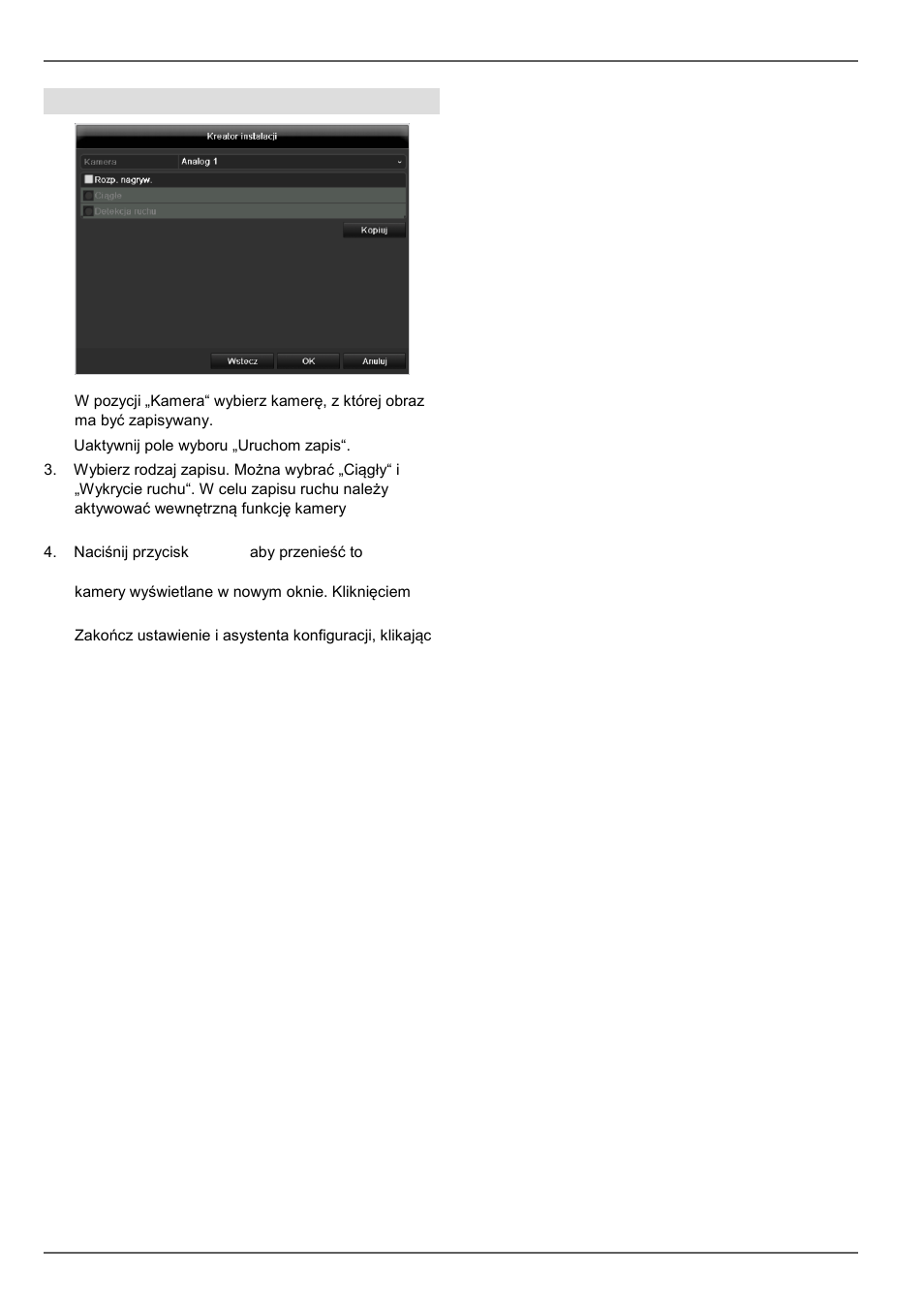 Asystent konfiguracji, Zapis z kamery | ABUS TVVR45021 Operating instructions User Manual | Page 413 / 458