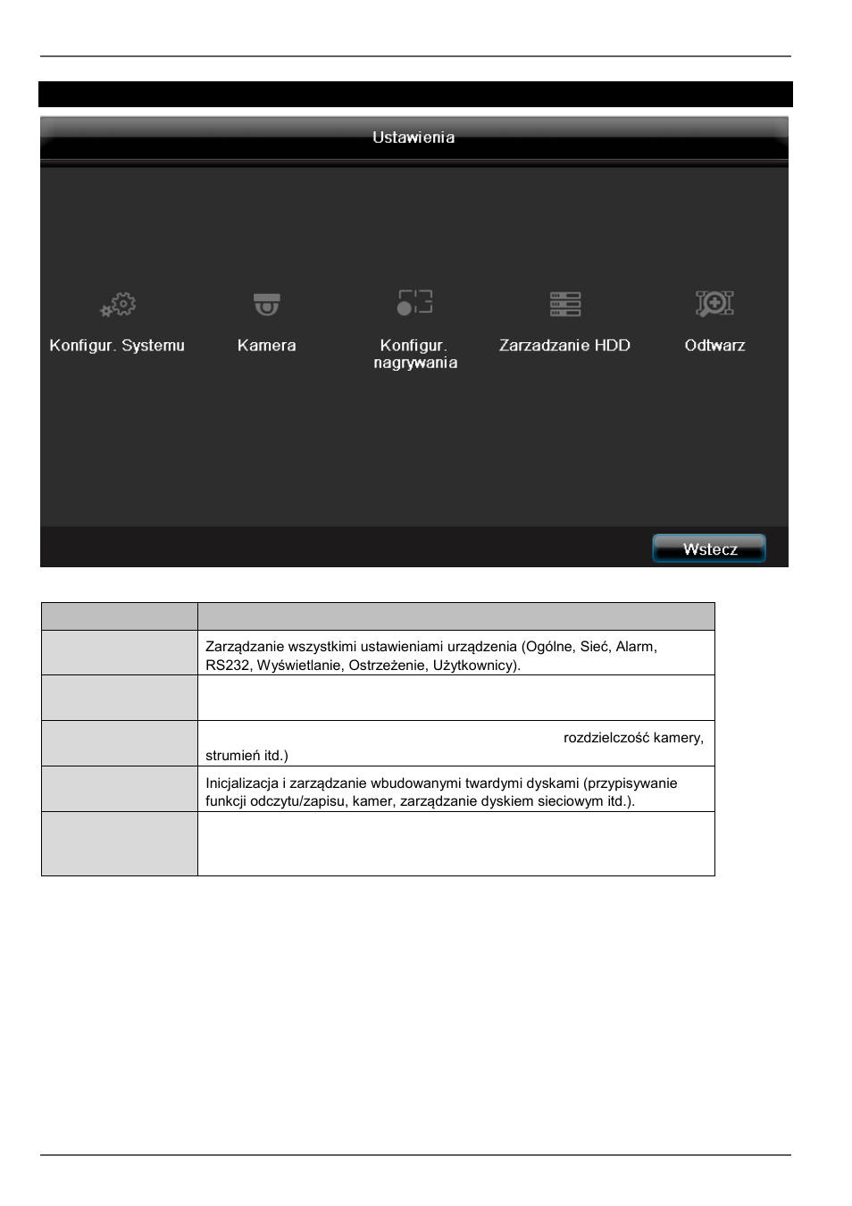 Ustawienia, Opis menu | ABUS TVVR45021 Operating instructions User Manual | Page 420 / 458