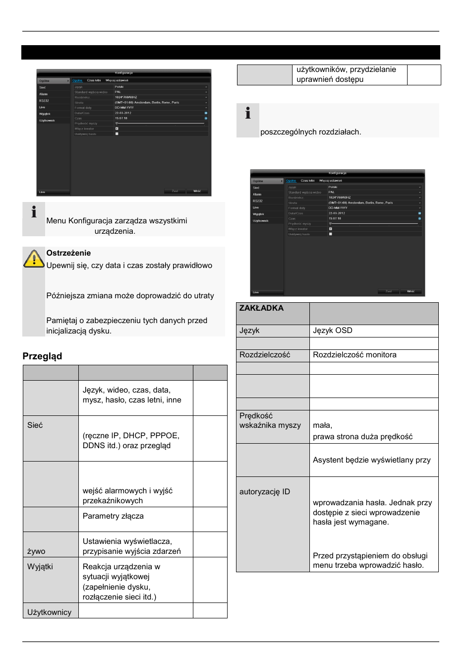 Ustawienia ogólne, Konfiguracja, Przegląd | ABUS TVVR45021 Operating instructions User Manual | Page 421 / 458