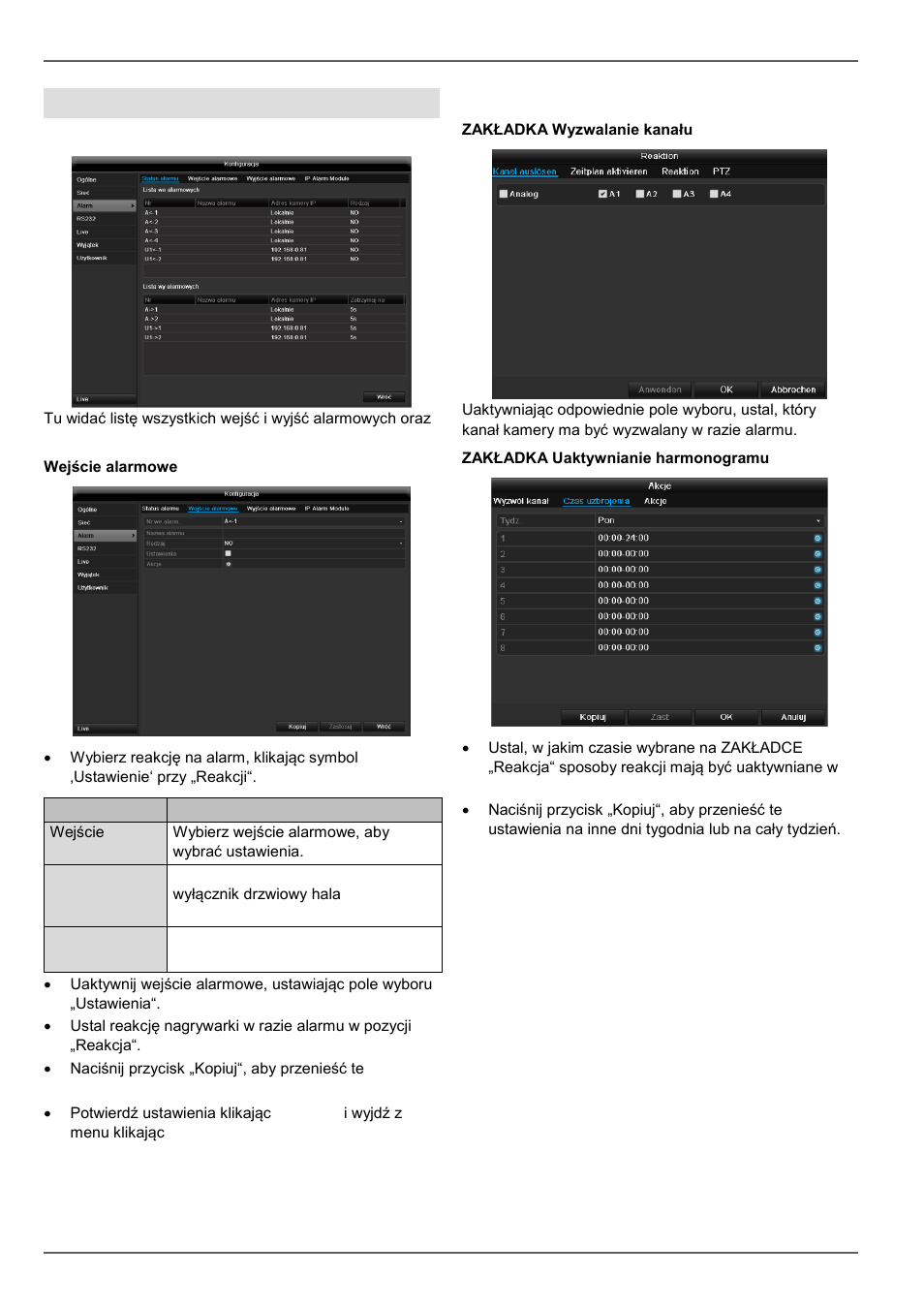 Konfiguracja, Alarm, Reakcja | ABUS TVVR45021 Operating instructions User Manual | Page 427 / 458