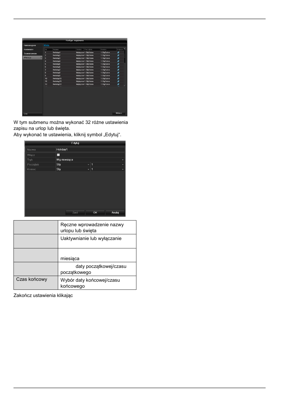 Urlop, Konfigur. nagrywania | ABUS TVVR45021 Operating instructions User Manual | Page 436 / 458