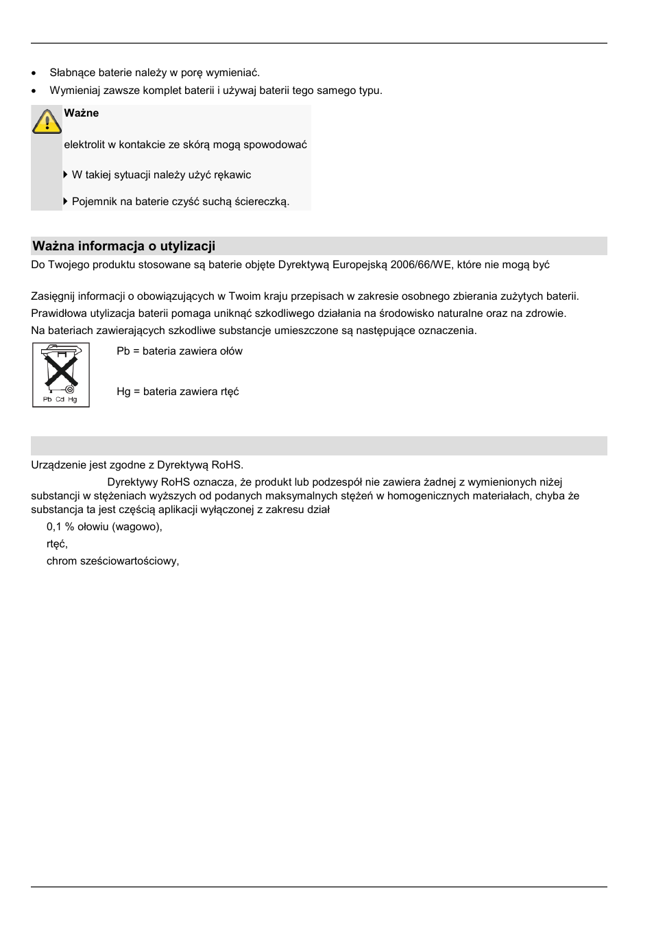 Utylizacja, Ważna informacja o utylizacji baterii, Informacja o dyrektywie we rohs | ABUS TVVR45021 Operating instructions User Manual | Page 454 / 458