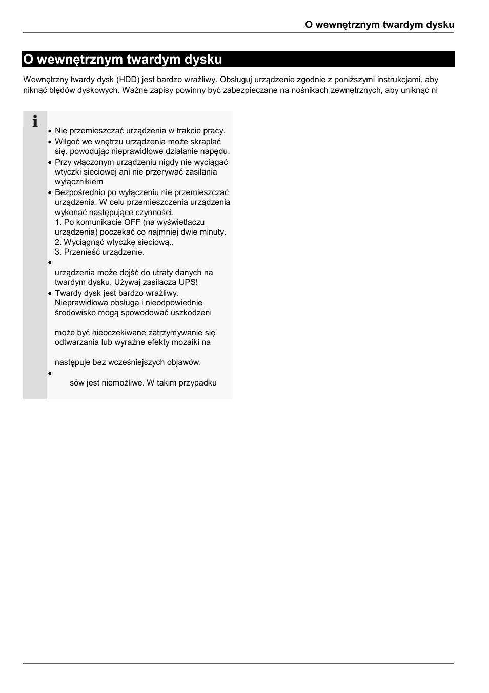 O wewnętrznym twardym dysku | ABUS TVVR45021 Operating instructions User Manual | Page 457 / 458