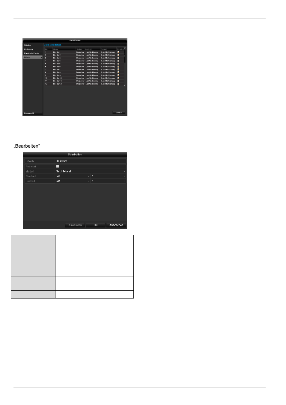 Urlaub, Konfiguration | ABUS TVVR45021 Operating instructions User Manual | Page 55 / 458