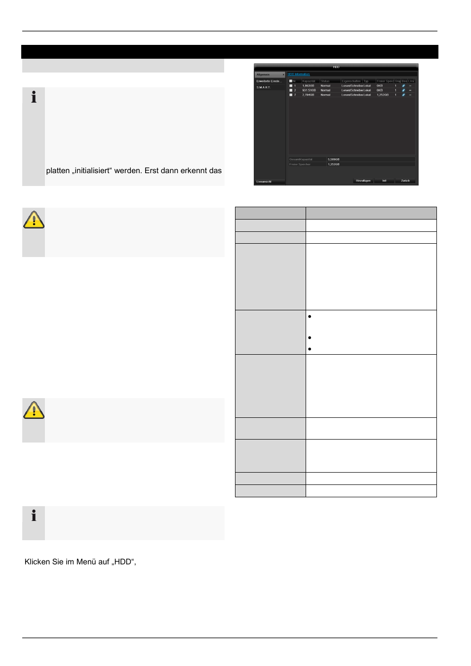 Festplatte einbauen, Parameter der festplattenverwaltung, Festplatten | ABUS TVVR45021 Operating instructions User Manual | Page 56 / 458