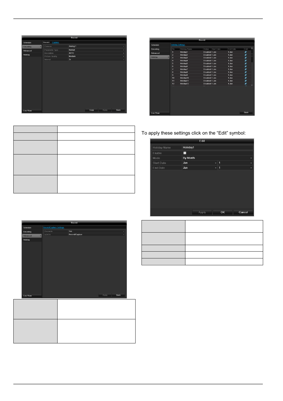 Holidays, Settings - configuration | ABUS TVVR45030 Operating instructions User Manual | Page 137 / 508
