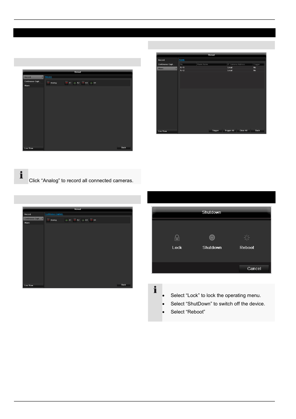 Manual management, Shutdown | ABUS TVVR45030 Operating instructions User Manual | Page 149 / 508