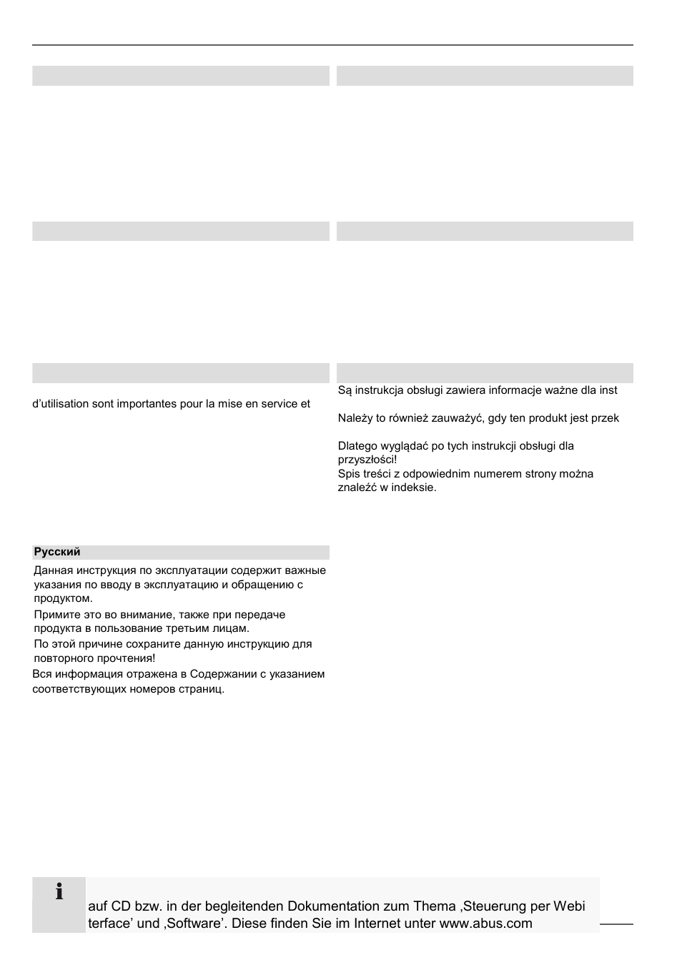 Hinweise zur bedienungsanleitung | ABUS TVVR45030 Operating instructions User Manual | Page 2 / 508